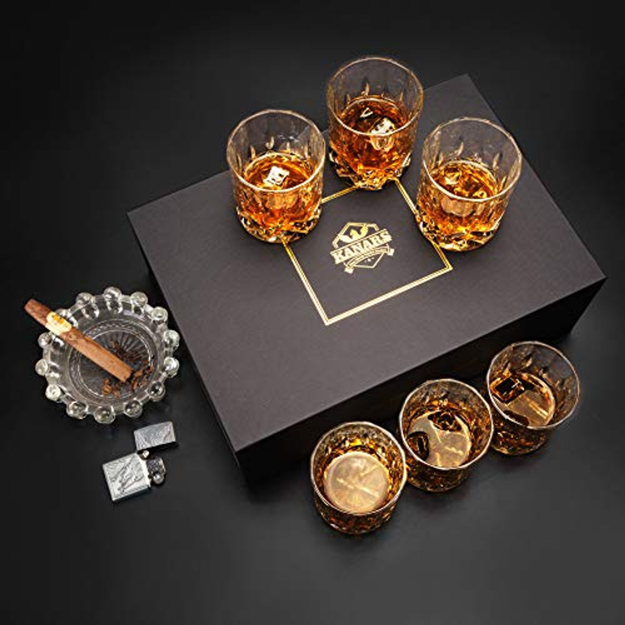 Whiskey Glasses Set of 6, 10oz Old Fashioned Crystal Bourbon Glass Rocks  Glass Cocktail Tumbler Glasses Set