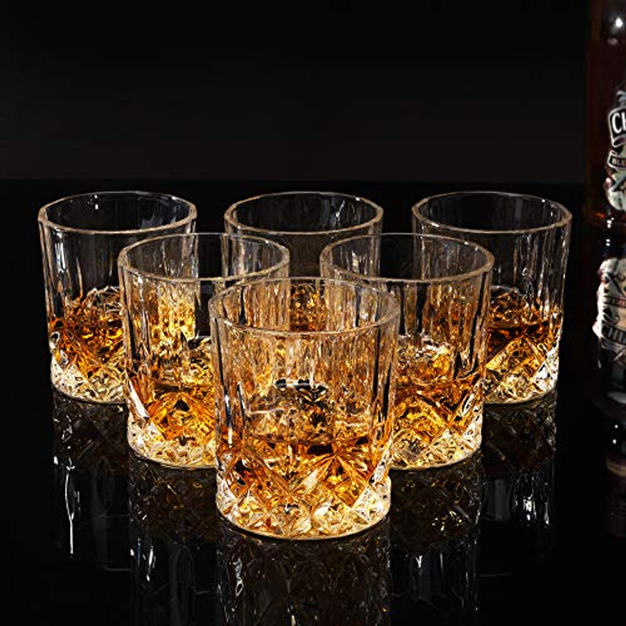 Whiskey Glasses Set of 6 Old Fashioned Cocktail Scotch Bourbon Rum Bar Cups  6 Oz