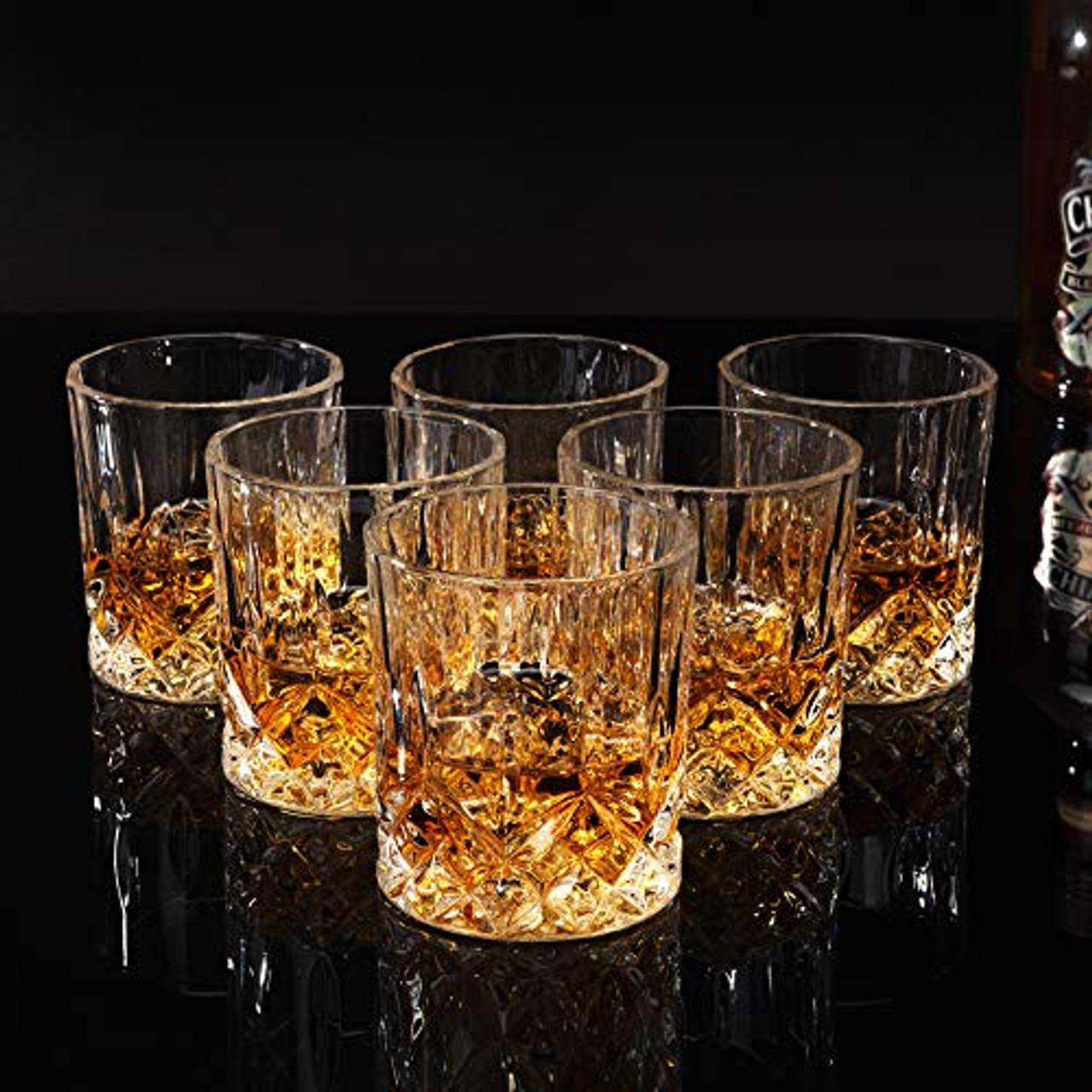 Whiskey Glasses Set of 6 with Elegant Gift Box,10 Oz Premium Old Fashioned Crystal  Glass