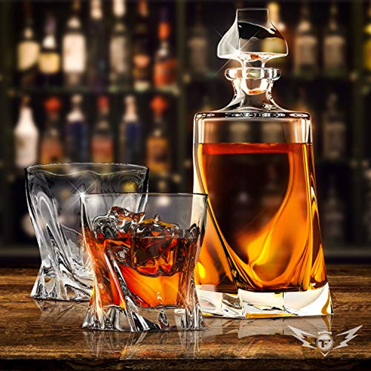 Twist Scotch Glasses Set - Lucifer Whiskey Glasses - Home Bar Gift