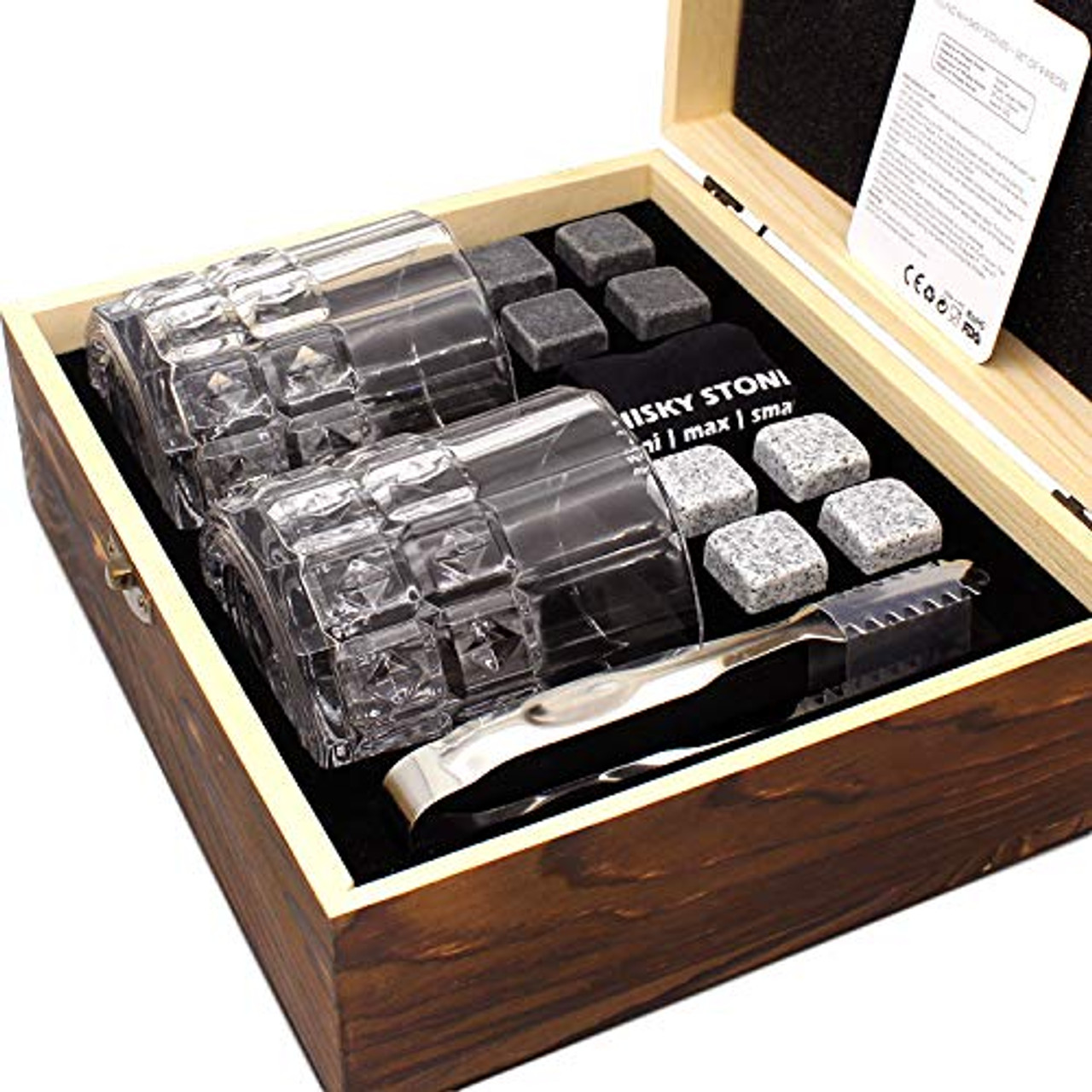 Whiskey Gifts for Men, Whiskey Stones Gift Set,10 oz Whiskey Glasses Set of 2 + Man Crates, Scotch Bourbon Gifts for Him Husband Dad Birthday