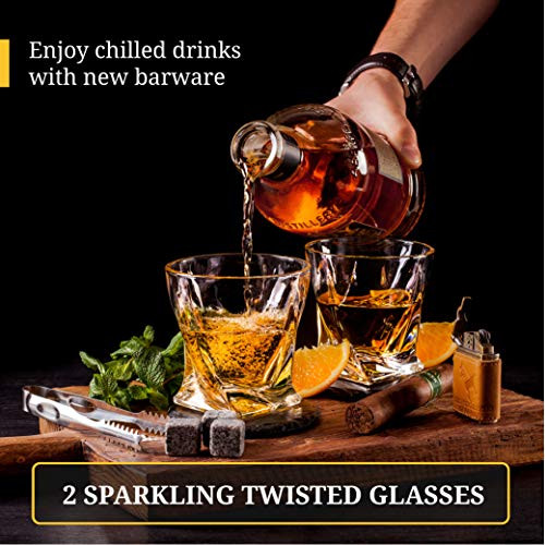 Winkee Whiskey On The Rocks Glas – Mit 3D-Berg-Relief Im Boden, Perfekt Für Bourbon & Scotch