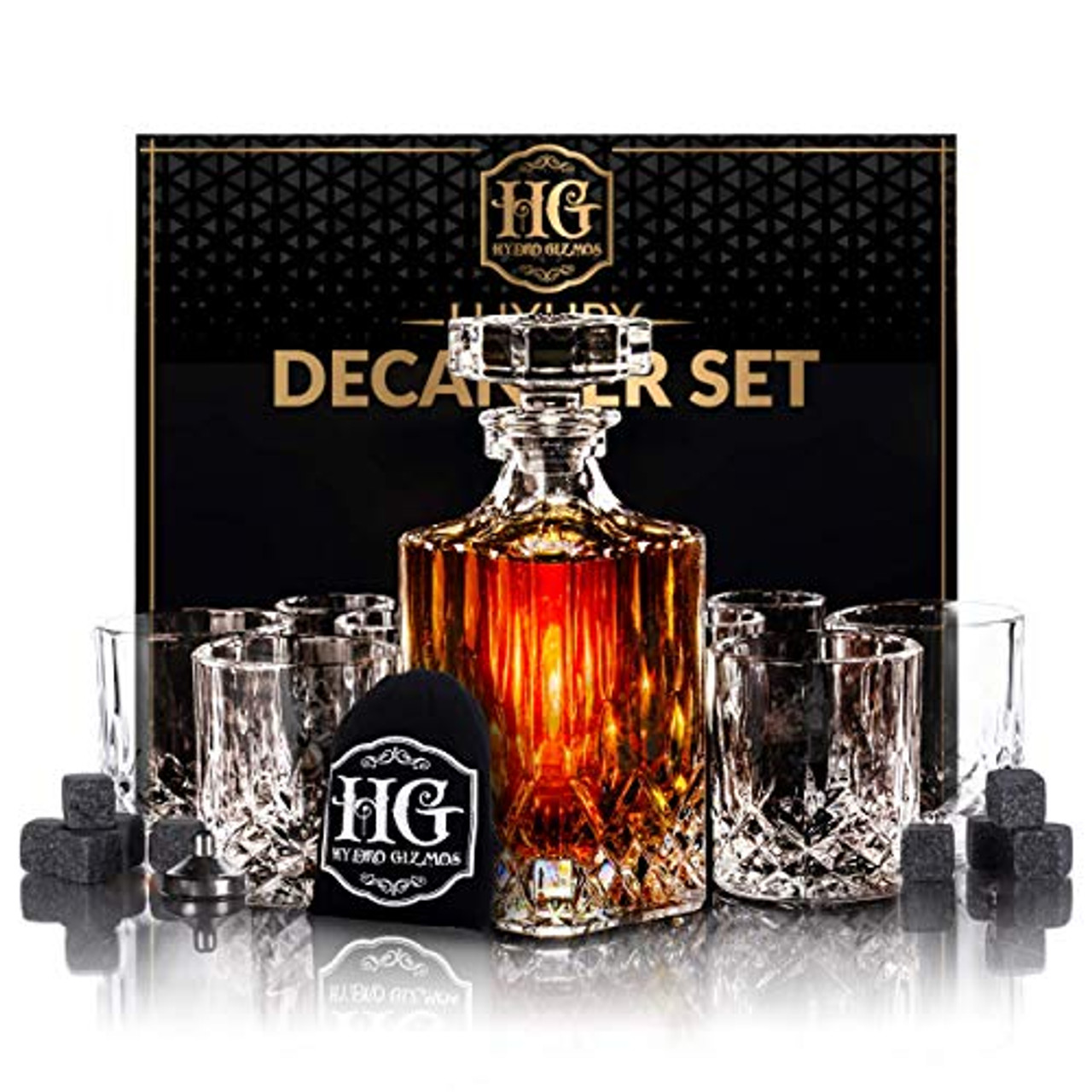 Premium Glass Decanter Set Whiskey Decanter Set 4 Liquor Glasses Mens T 9 Cooling Whisky