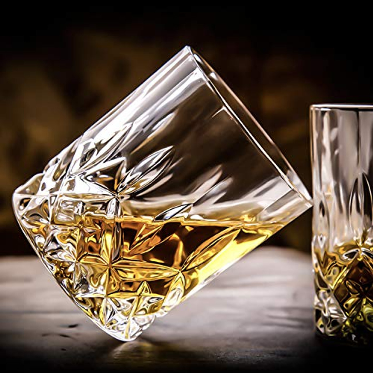 Rolling Crystal Whiskey Tumblers Set of 2