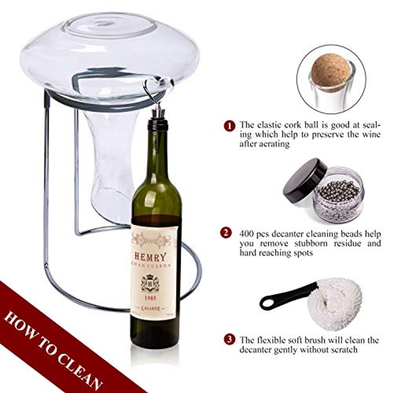 1800ML Crystal Glass 64 Oz Wine Decanter Wine Carafe Gifts for Red Wine  Lover, Decanter with