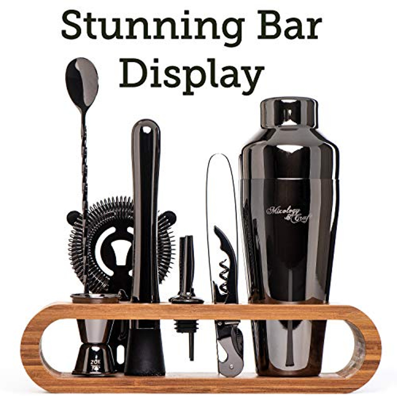 Professional Bar Tool Set - 15 Pcs Bartender Kit with Stand