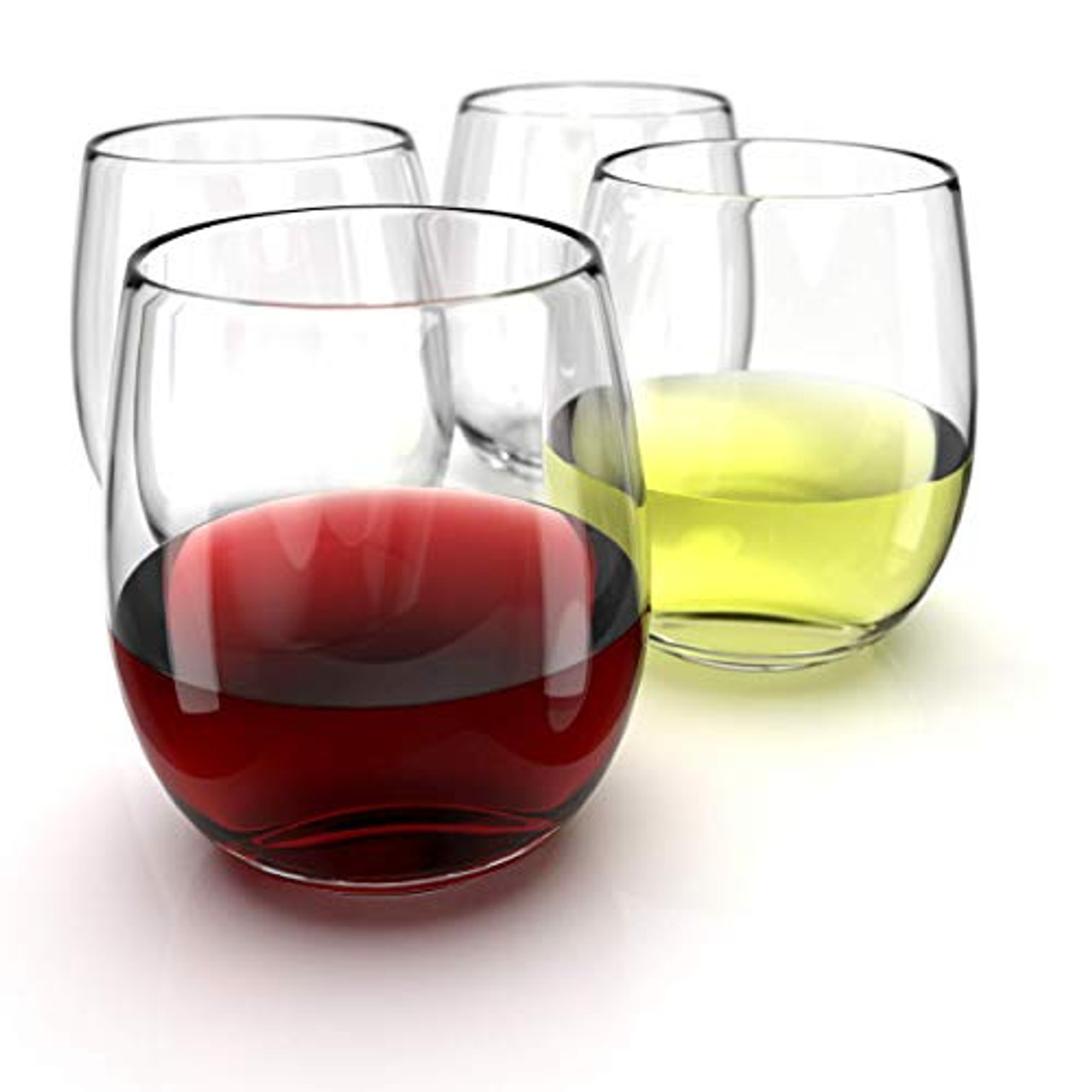 Stemless Red Wine Glasses Set of 4 - Hand Blown Crystal Stemless