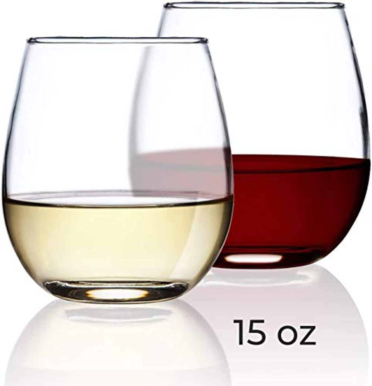 Chef's Star 15oz Stemless Wine Glasses Set Classic Durable Wine  Shatter-Resistant Glass 6 Pack