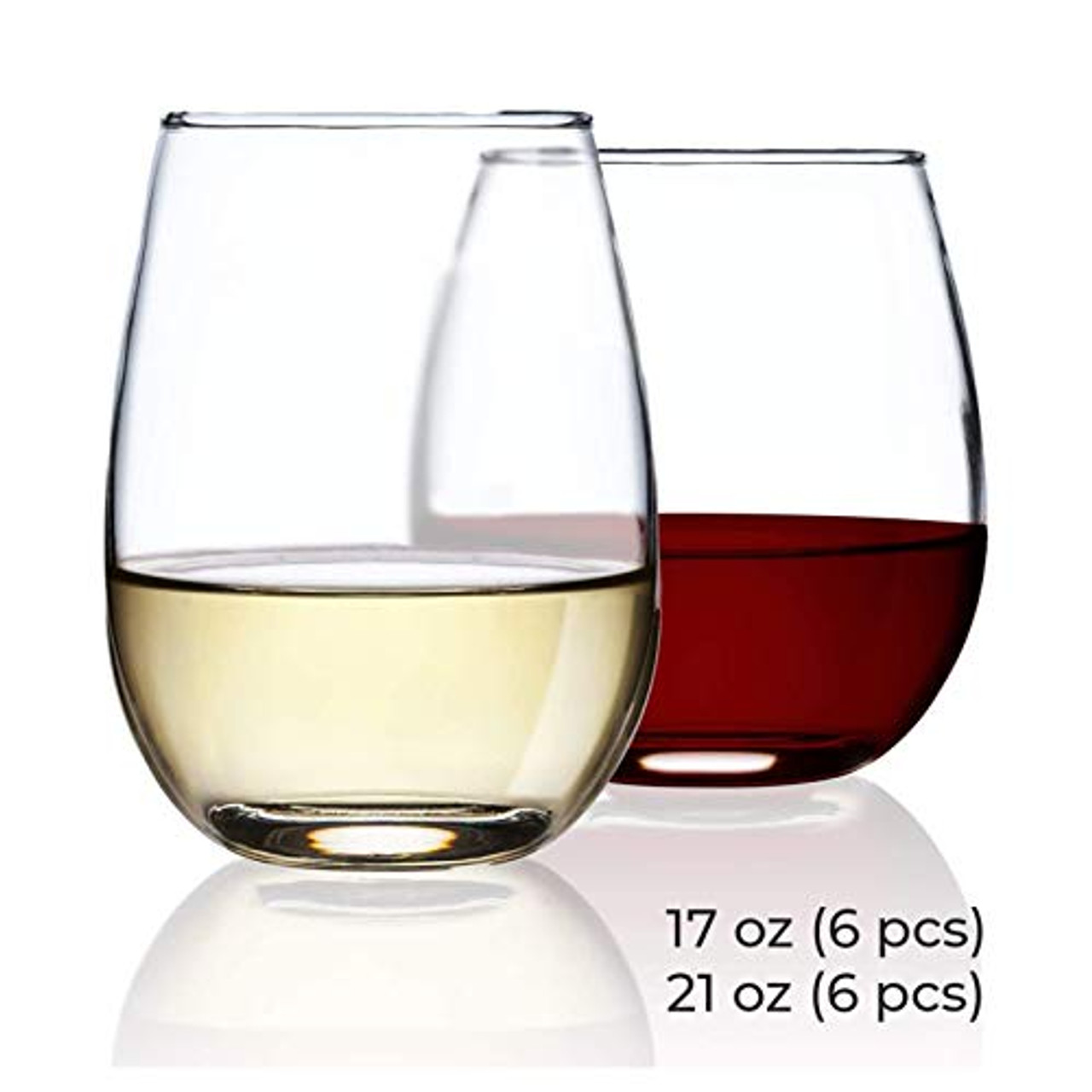 Stemless Wine Glasses Set of 6-17 0z. and Set of 6-21 0z. Oversized Wine  Glass - Made from BPA-Free, Sturdy Glass - Dishwasher Safe - Perfect to Use
