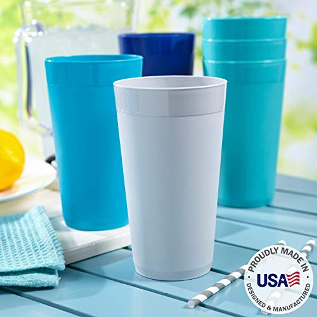 Tumblers with Lids (4 Storepack) 22oz Colored Acrylic Reusable