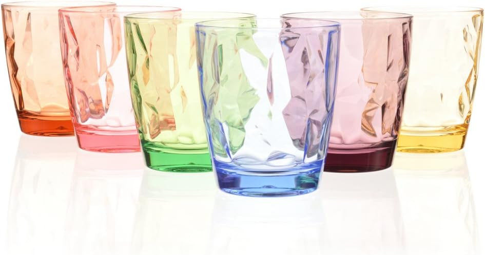 13 oz Unbreakable Premium Drinking Glasses - Set of 6 - Tritan Plastic  Tumbler Cups - Perfect for Gifts - BPA Free - Dishwasher Safe - Stackable