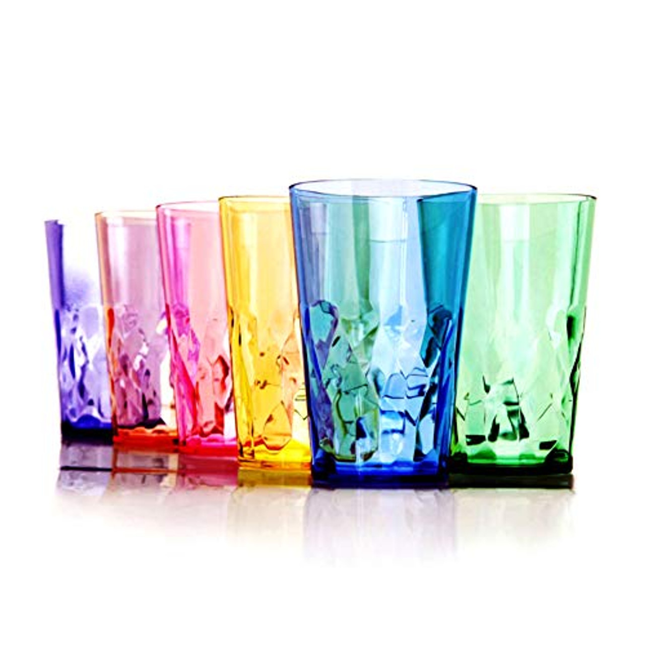 19 oz Unbreakable Premium Drinking Glasses - Set of 6 - Tritan Plastic Cups  - BPA Free - 100% Made in Japan (Assorted Colors) - UPC:641945603514