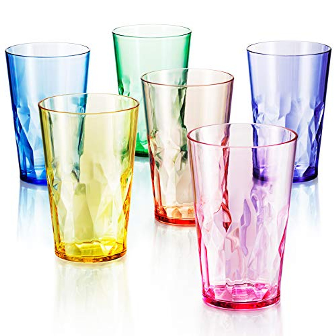 Kurala Unbreakable Plastic Tumbler Cups, Set of 6, Large Water Tumbler Set, 25 oz Highball Drinking Glasses (Clear) Set of 6, 25 oz