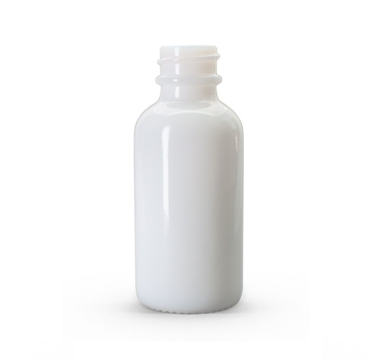 1oz Shiny White Glass Boston Round Bottle 20-400(360/case)