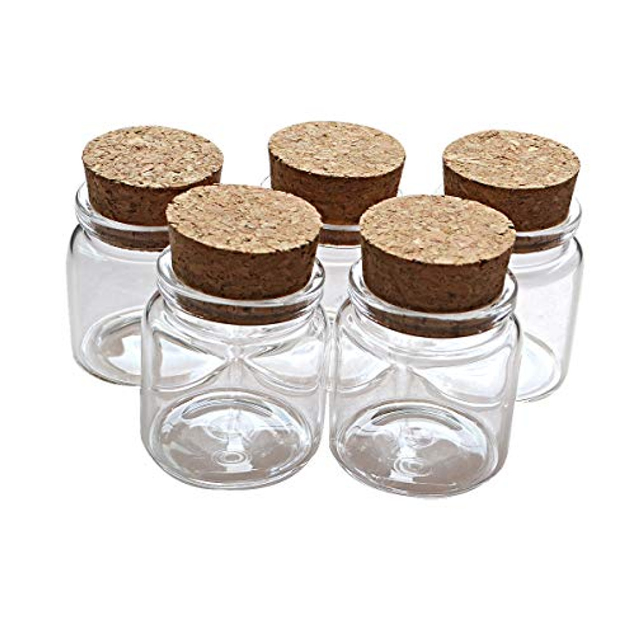 ELYSAID 5pcs of 50 ml Small Glass vials with Cork Tops Tiny Bottles Little Empty Jars 4750mm