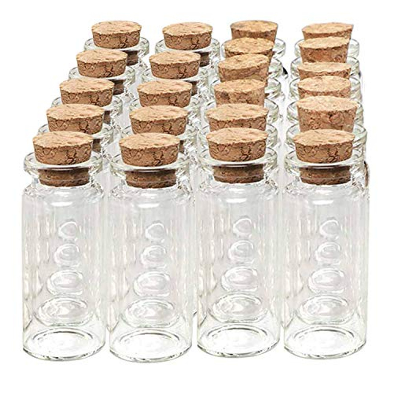 1000 x 10ml Clear Glass Bottle with Wooden Cork 10cc 1/3oz Small