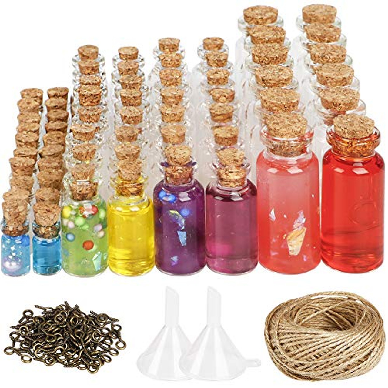 mini colored glass bottles