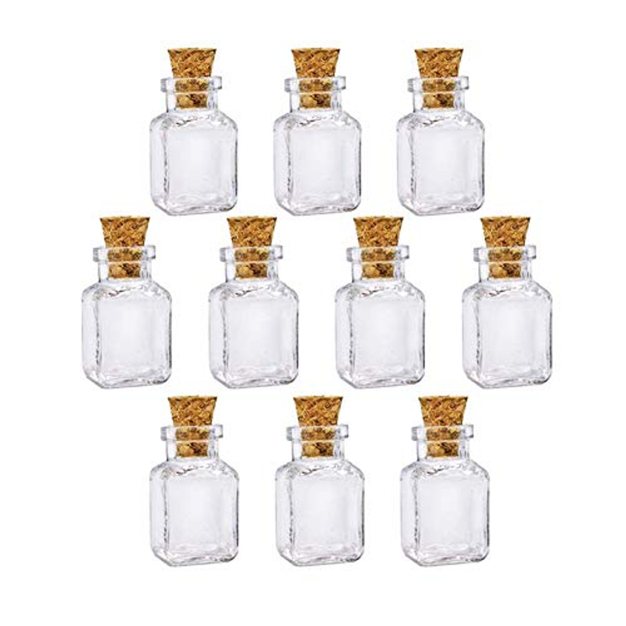 10Pcs Square Shape Mini Glass Bottles Essential Oil Bottle Perfume Bottle  Wish Bottles,Necklace Decorative Pendant