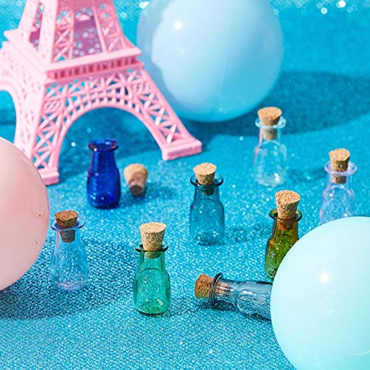 18 Pieces Mini Glass Color Bottles Wishing Bottle 2 ml Tiny Jars Vials  Rectangle Bottle with Cork Mini Storage Bottle with Cork Stopper for Party  Favor Wedding Birthday DIY Home Decoration, 9 Colors