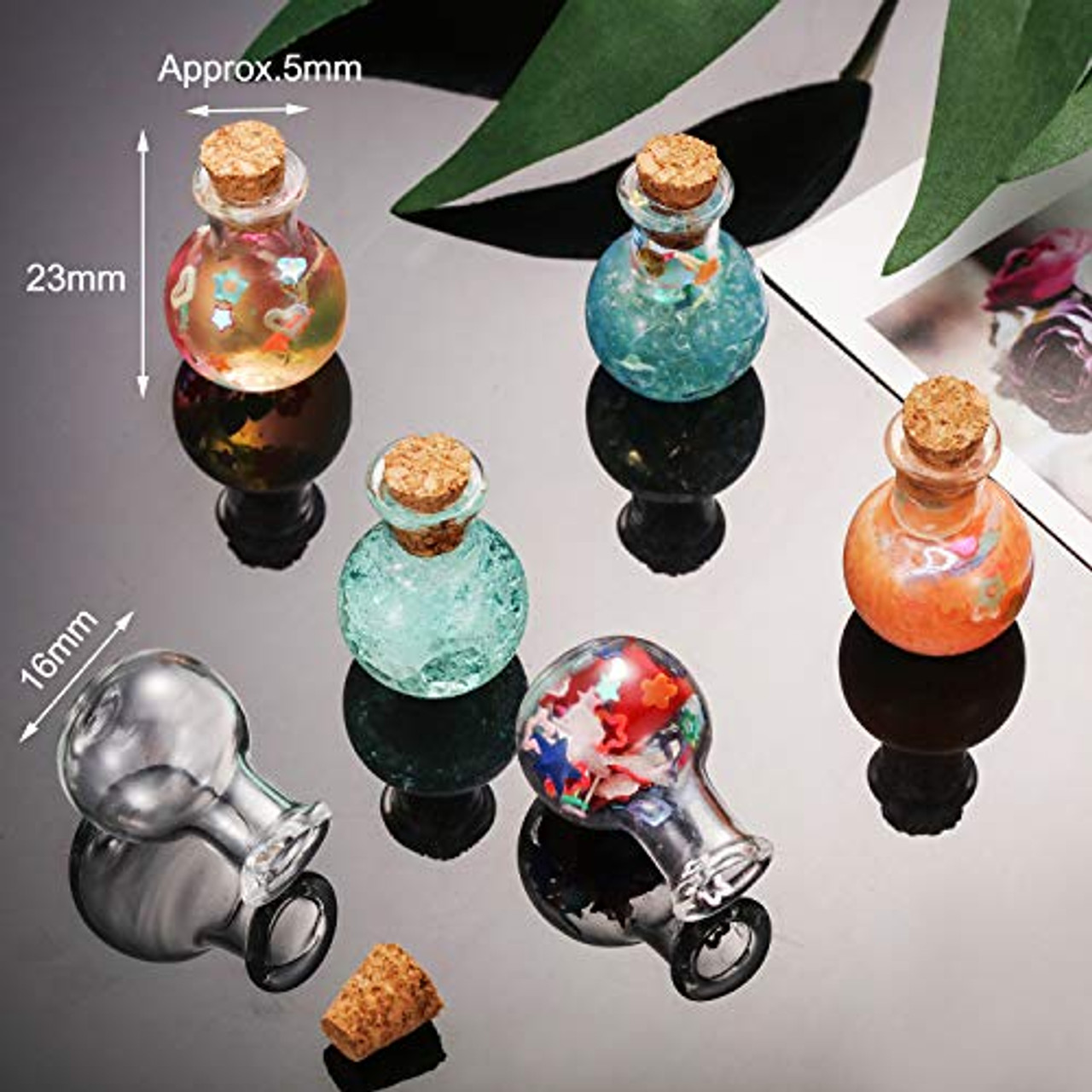 5pcs 5/10/14/20ml Mini Clear Glass Drifting Bottles With Cork