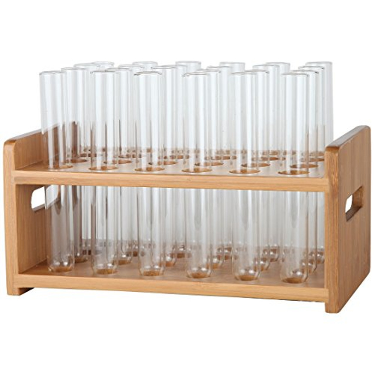 Lily's Home Bamboo Test Tube Vial Shot Glasses Holder Rack