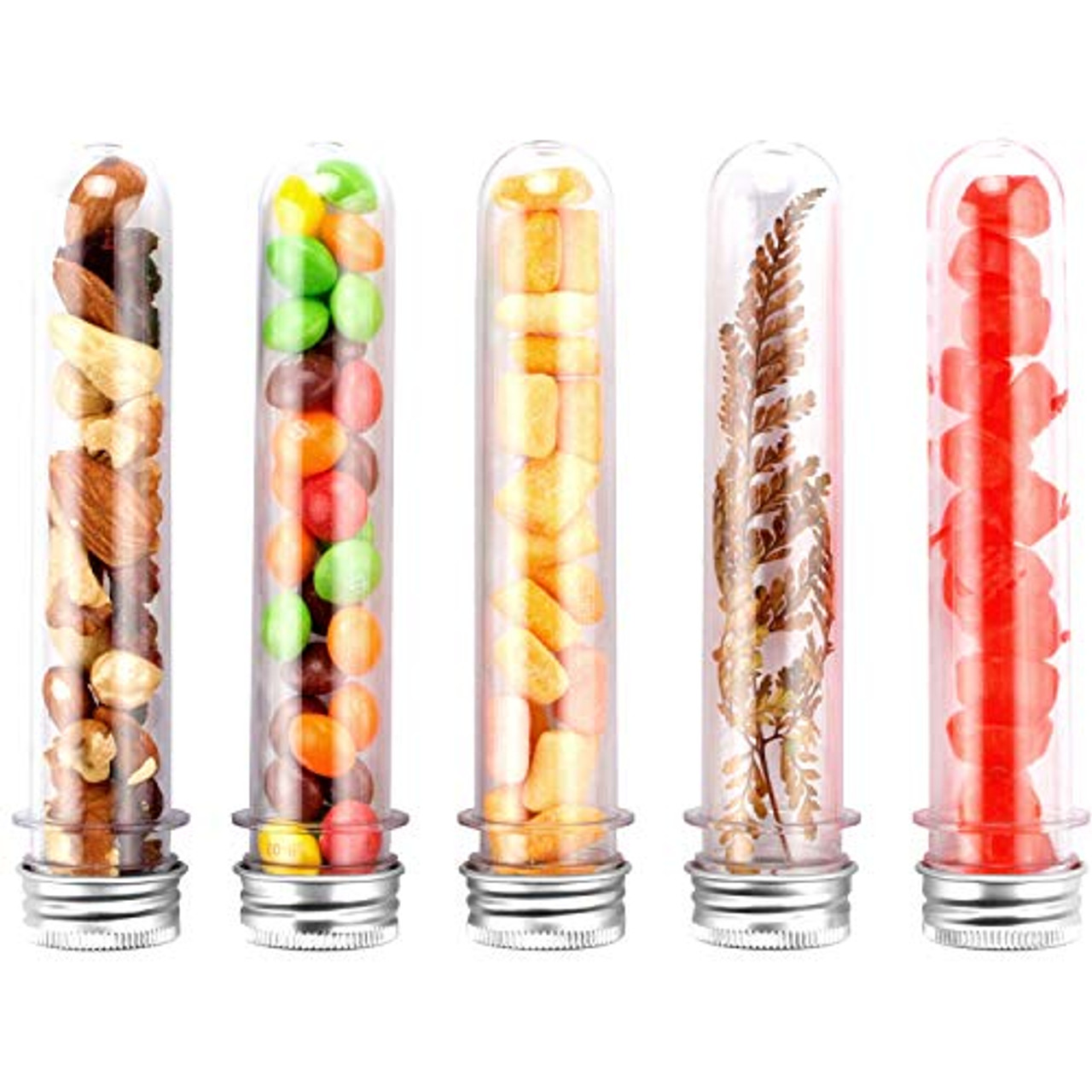 ULTECHNOVO 1 Set Test Tube Clear Plastic Tubes with caps Bead Storage  Spices Jars Gumball Tubes Clear Tubes with caps Screw Tubes Bath Salt  containers Candy Test Aluminum Cylinder mask jar: 