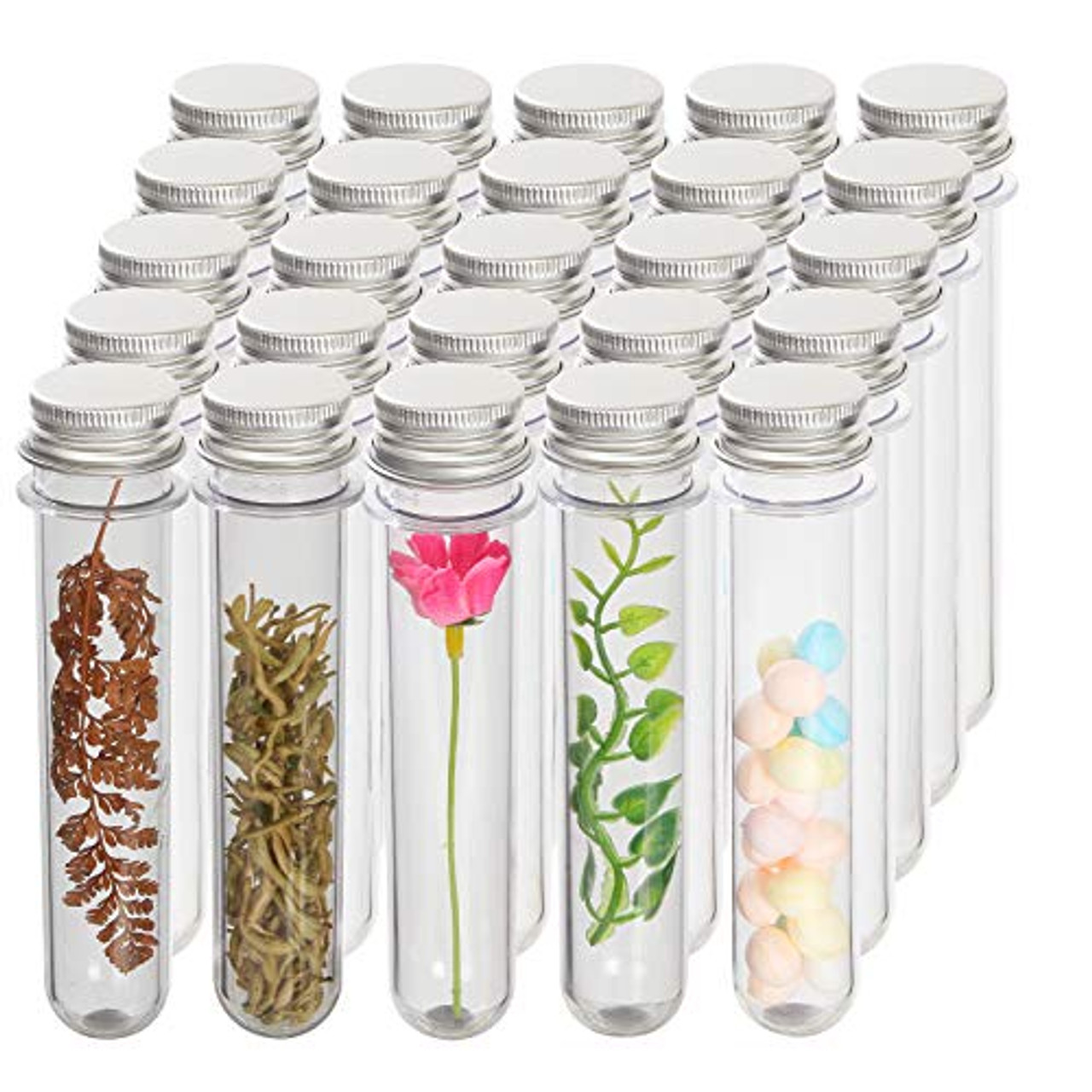 60Pack Plastic Test Tubes with Caps 45ML Clear Bath Salt Tubes