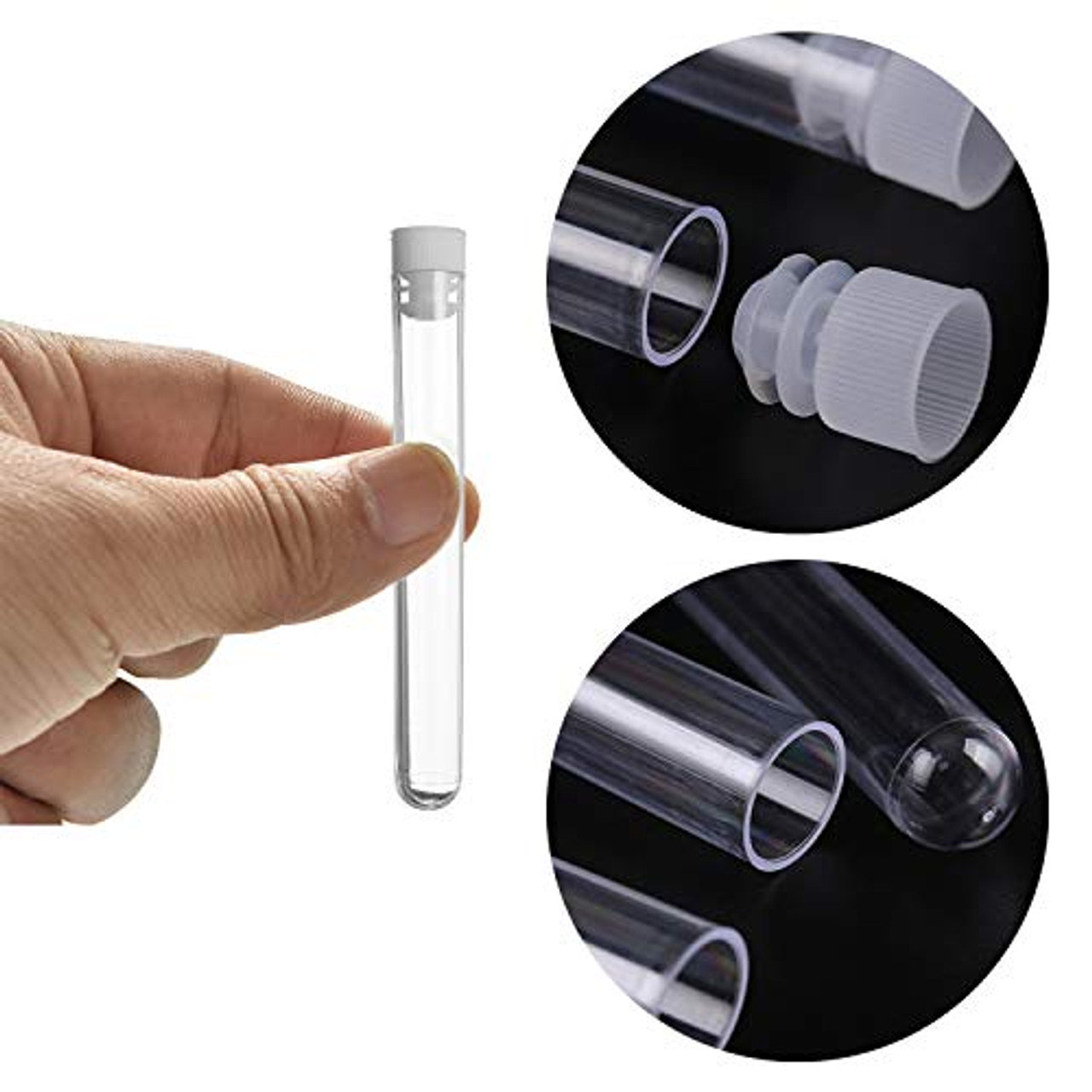 50 Pack 85ml Plastic Tubes with Caps, 150x30mm Plastic Clear Test Tubes for Sample, Scientific Experiments, Party, Candy Storage