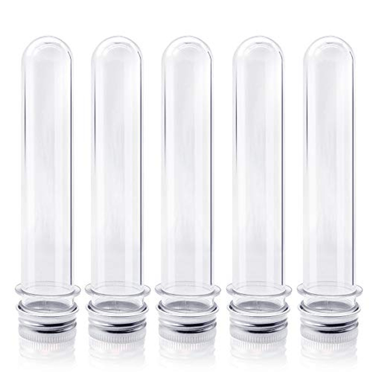 12PCS 40ML Multi-Purpose Round Clear Plastic Test Tube With Aluminum Screw Cap Bath Salt Container Scientific Experiments Party Decorate The House Candy Storage Holder 