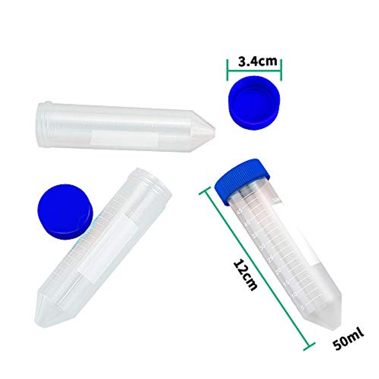 Twdrer 25 PCS 50ml Clear Plastic Graduated Conical Centrifuge