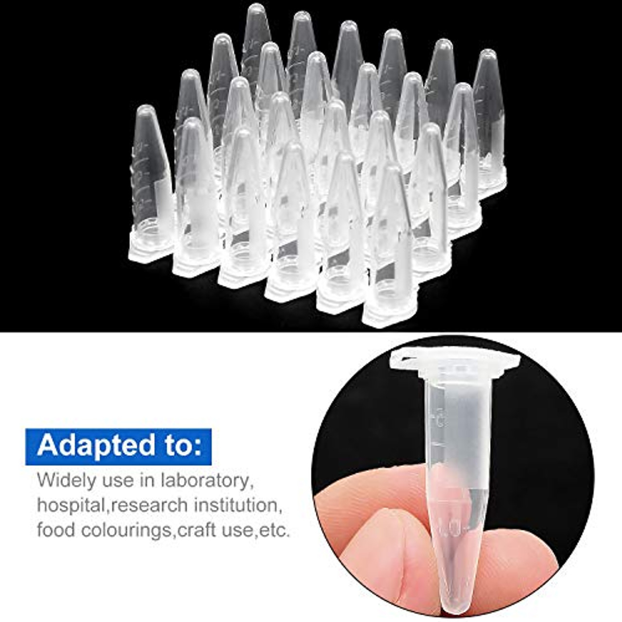 1500 Pack Polypropylene Graduated Microcentrifuge Tubes 1.5ml and 0.5ml  Plastic Centrifuge Tubes with Attached Lid Clear, Micro Centrifuge Tubes  for