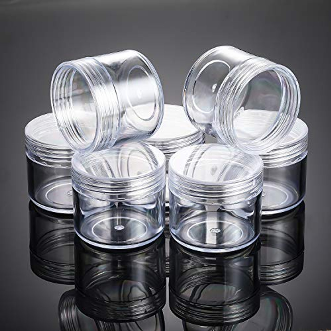 20 Pieces Round Pot Jars Plastic Cosmetic Containers Set with Lid for Liquid Creams Sample, 20