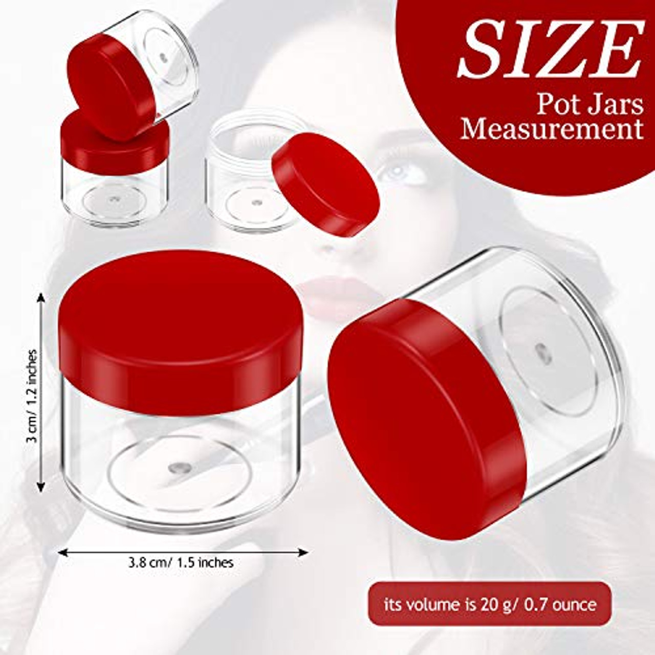 20 Pieces Round Pot Jars Plastic Cosmetic Containers Set with Lid for  Liquid Creams Sample, 20 ml/ 0.7 oz (Pink Lid)