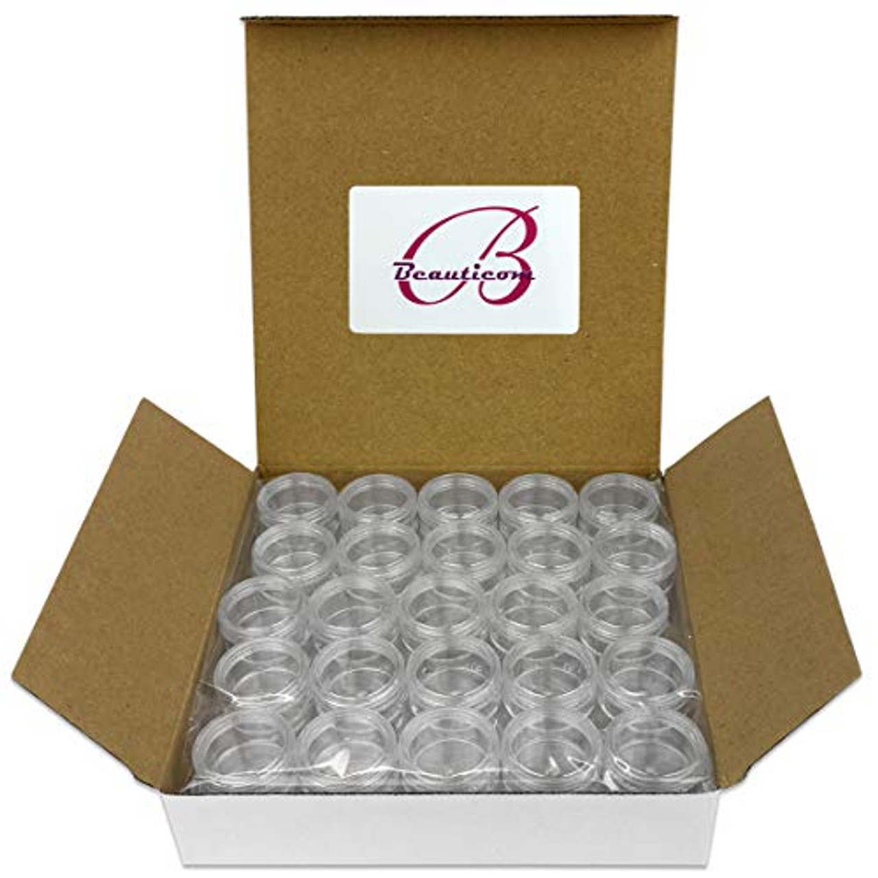 25/50/100/200 Clear Plastic Cosmetic Sample Containers - 5 Gram (Pack 25)