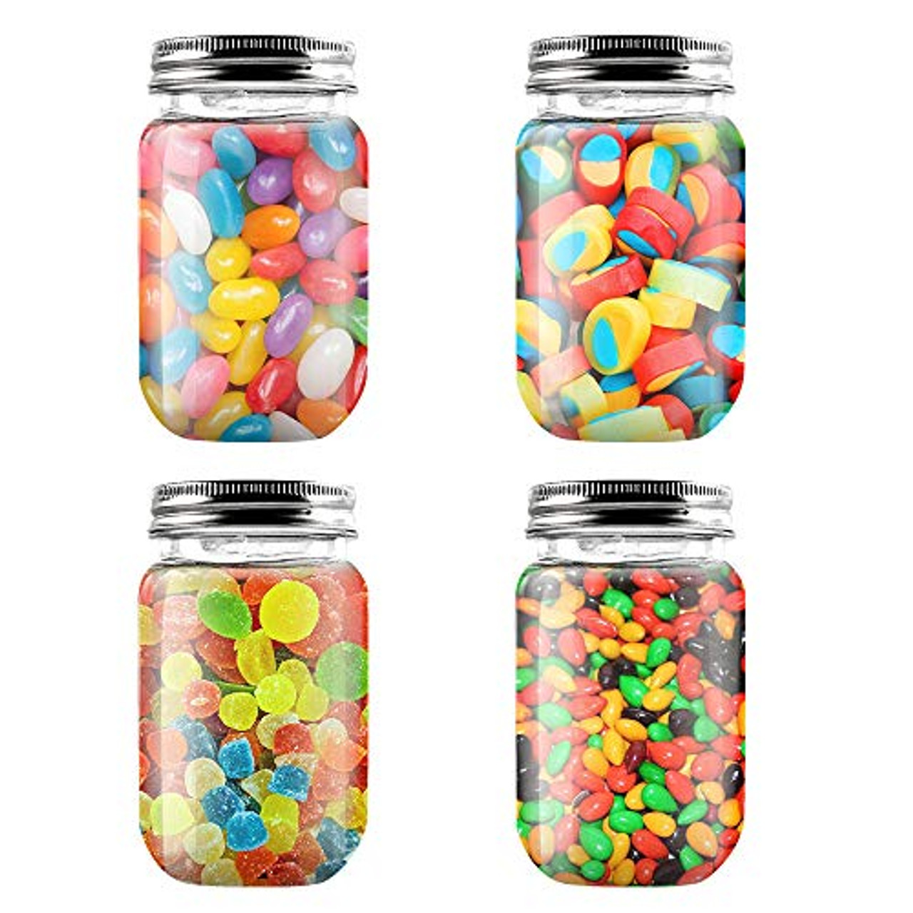 Zubebe 6 Pcs 9.5 Oz Small Glass Jar with Screw Lid Clear Round