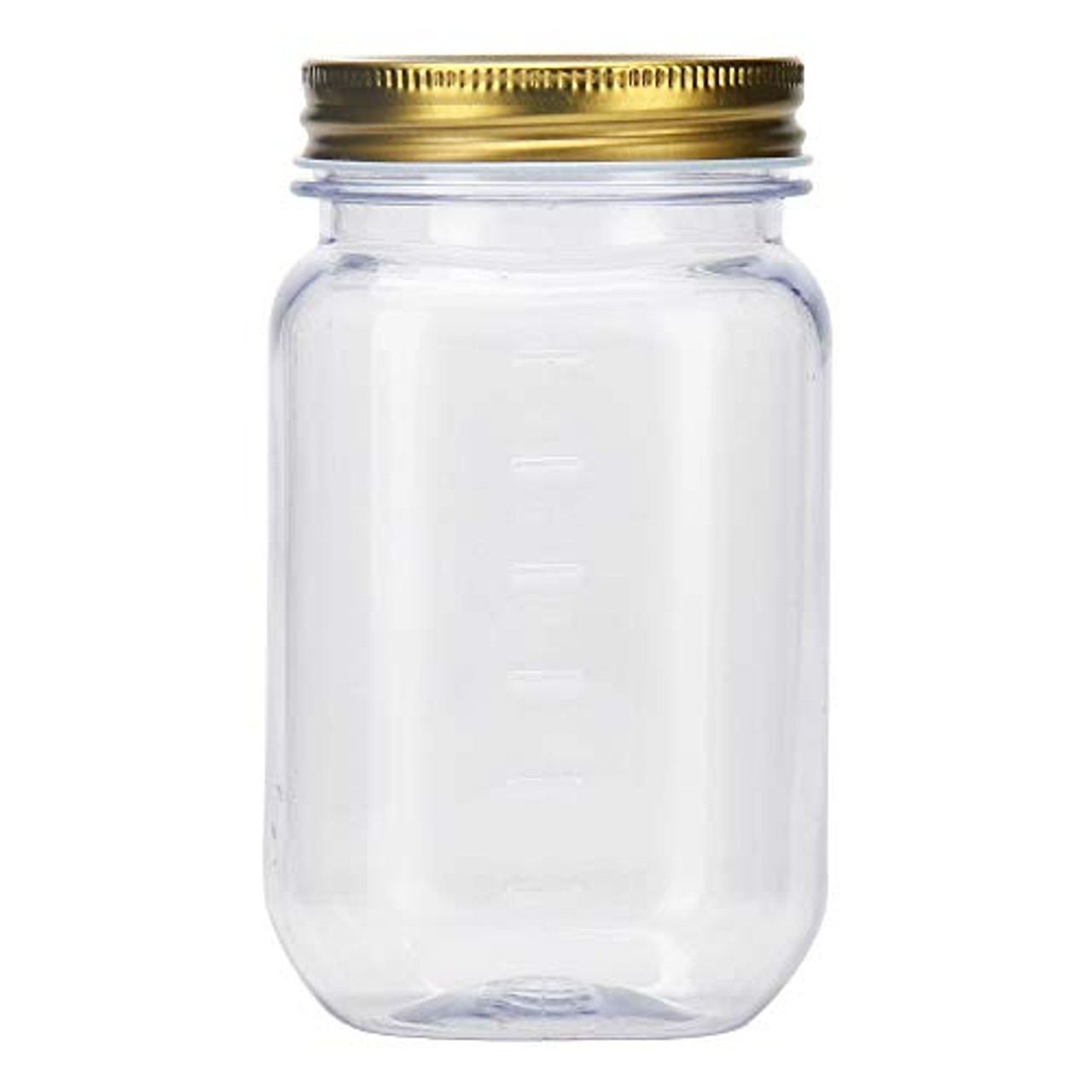 8 Ounce Clear Plastic Jars with Gold Lids - Refillable Round Clear