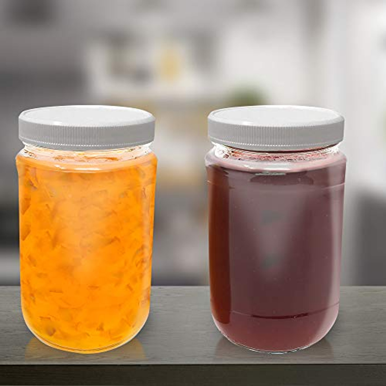 16 Oz Clear Plastic Mason Jars With Ribbed Liner Screw On Lids