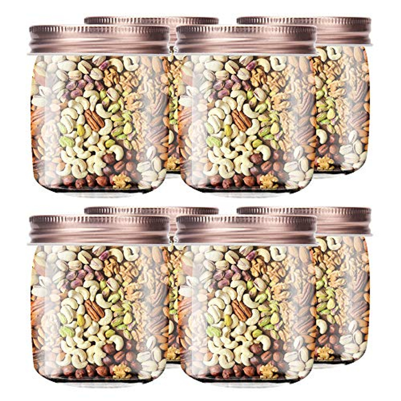 8 Ounce Clear Plastic Jars with Rose Gold Lids Refillable Round Clear Containers Clear Jars Storage Containers for Kitchen Household Storage BPA