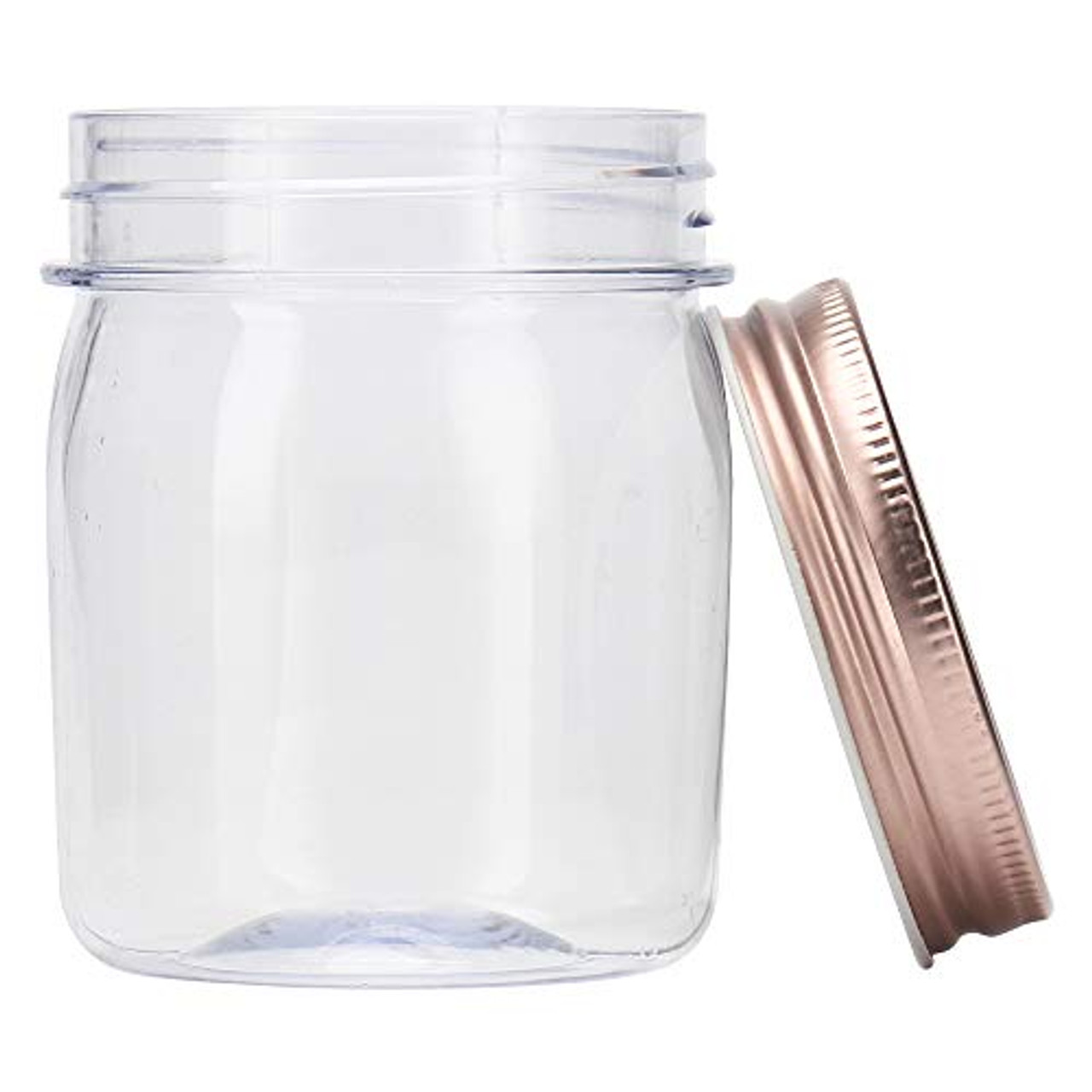 8 Ounce Clear Plastic Jars with Rose Gold Lids - Refillable Round Clear  Containers Clear Jars Storage Containers for Kitchen & Household Storage -  BPA