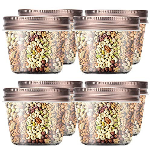 Novelinks 4 Ounce Clear Plastic Jars with Rose Gold Lids Refillable