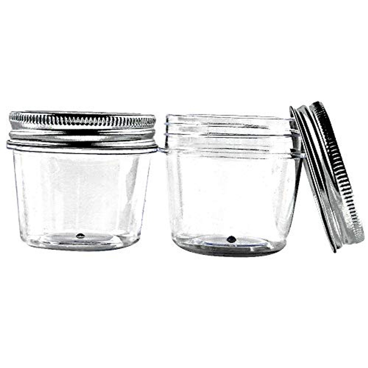 12 Pack Clear Plastic Jars Containers with Screw On Lids,Refillable  Wide-Mouth Plastic Slime Storage Containers for Beauty Products,Kitchen 