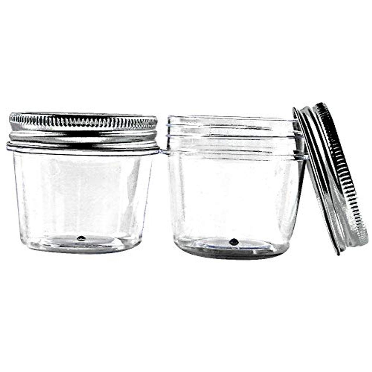 12 Pack Clear Plastic Jars Containers with Screw On Lids,Refillable Wide- Mouth Plastic Slime Storage Containers for Beauty Products,Kitchen &  Household Storage - BPA Free (2.8 Ounce)