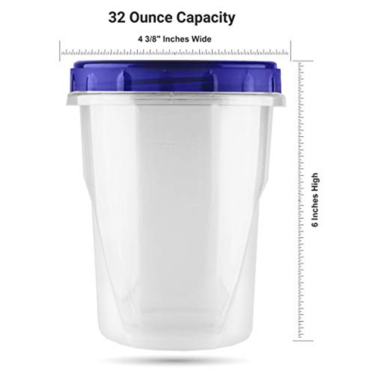 32oz Twist Top Food Storage Plastic Containers BPA-Free, Leak