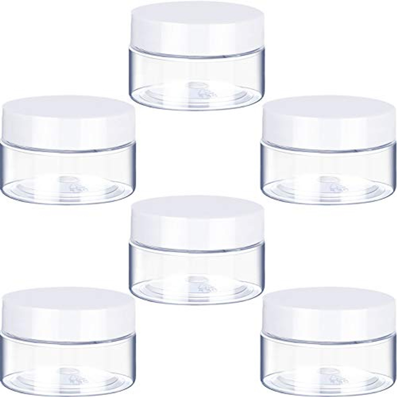 Hajoyful Plastic Jars with Lids 4OZ 48PCS,Small Cosmetic Slime Containers  Clear Travel Round Jars Empty Refillable Sample Containers Leak Proof Pot