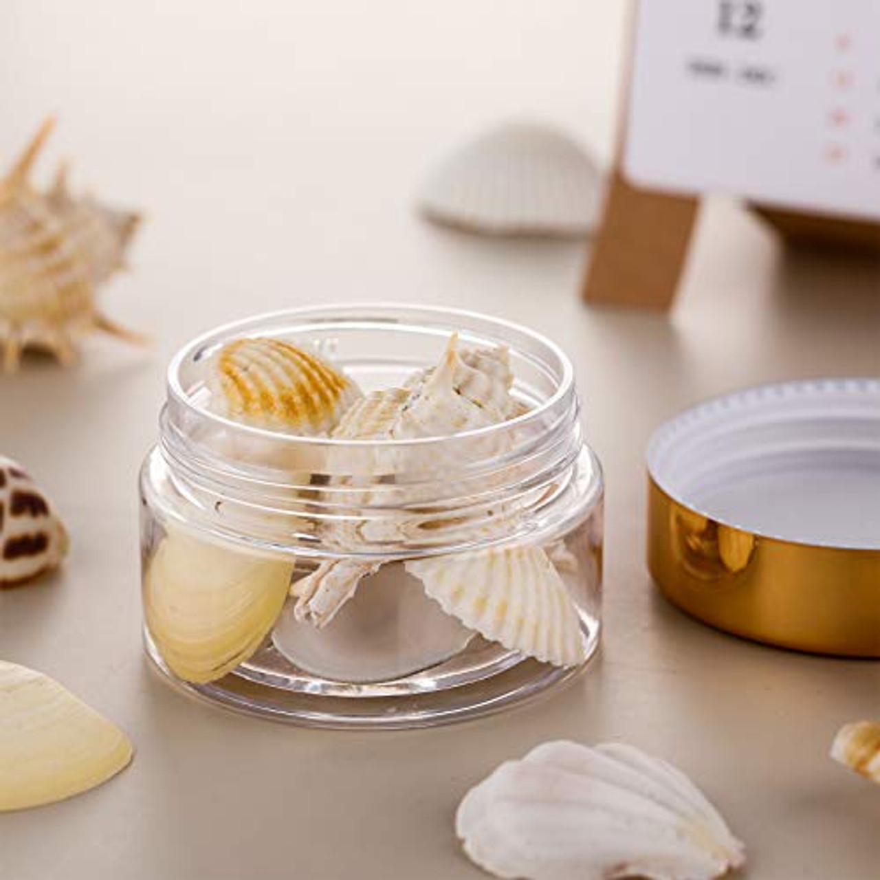 6 Pack Clear Container with Lids Small Plastic Pot Jars Wide Mouth Round  Leak Proof Plastic Container Jars with Lid for Travel Storage, Eye Shadow