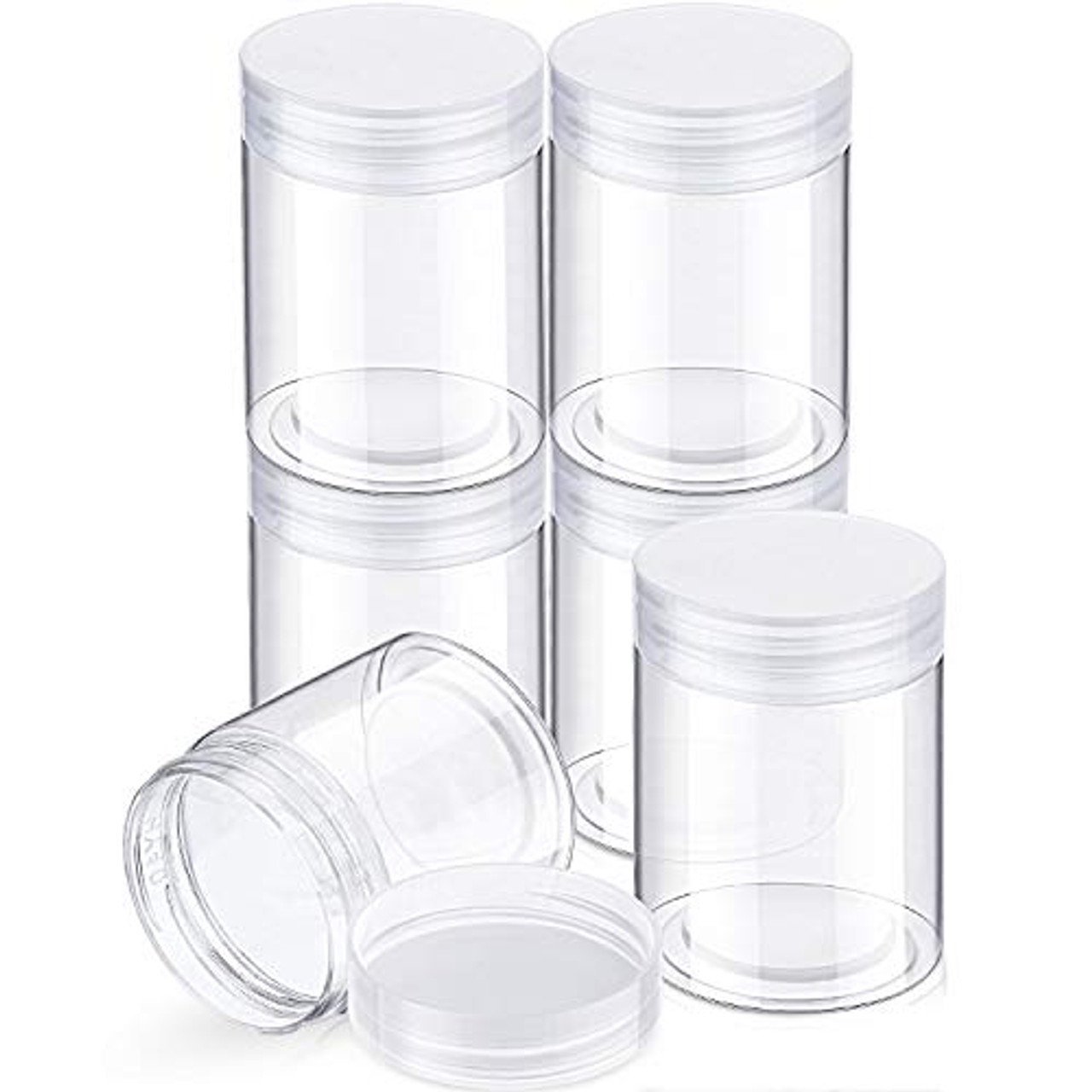 6 Pack Plastic Pot Jars Round Clear Leak Proof Plastic Cosmetic