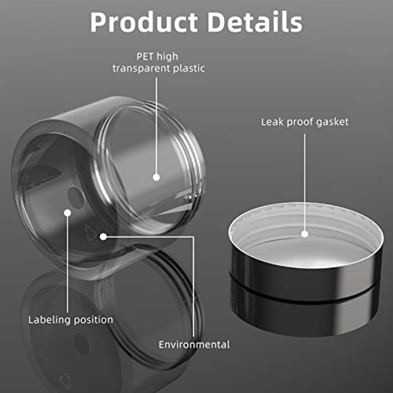 16 Pieces 60 ml/ 2 oz Round Clear Leak Proof Plastic Container Jars with  Lids Plastic