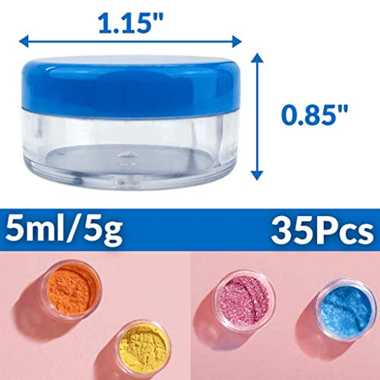 5ml/5g Small Containers With Lids - 35Pcs Plastic Jars With Lids (Blue) - Small  Plastic Containers With
