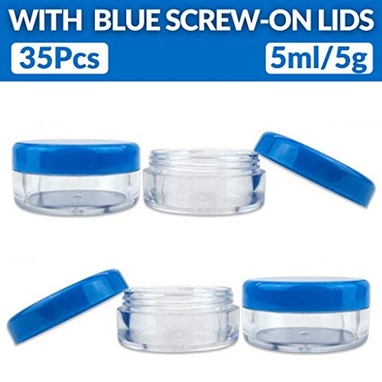 5ml/5g Small Containers With Lids - 35Pcs Plastic Jars With Lids (Blue) - Small  Plastic Containers With