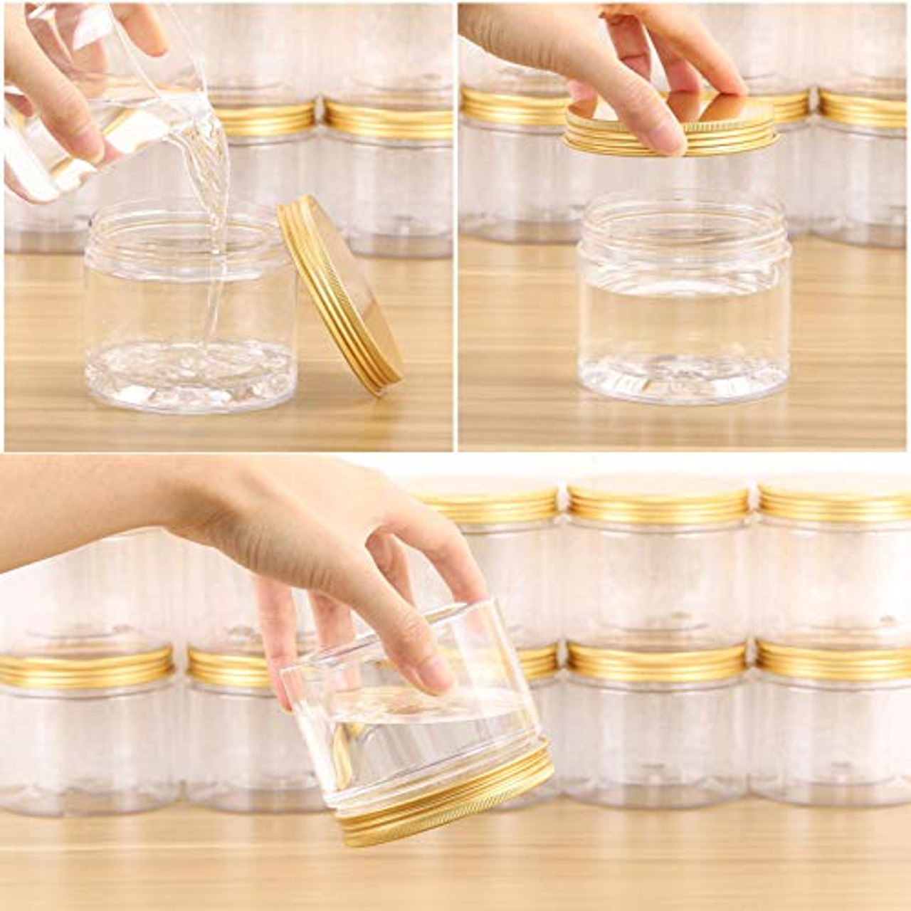 12-Pack 280ml Clear Plastic Slime Jars with Lids, Refillable Empty